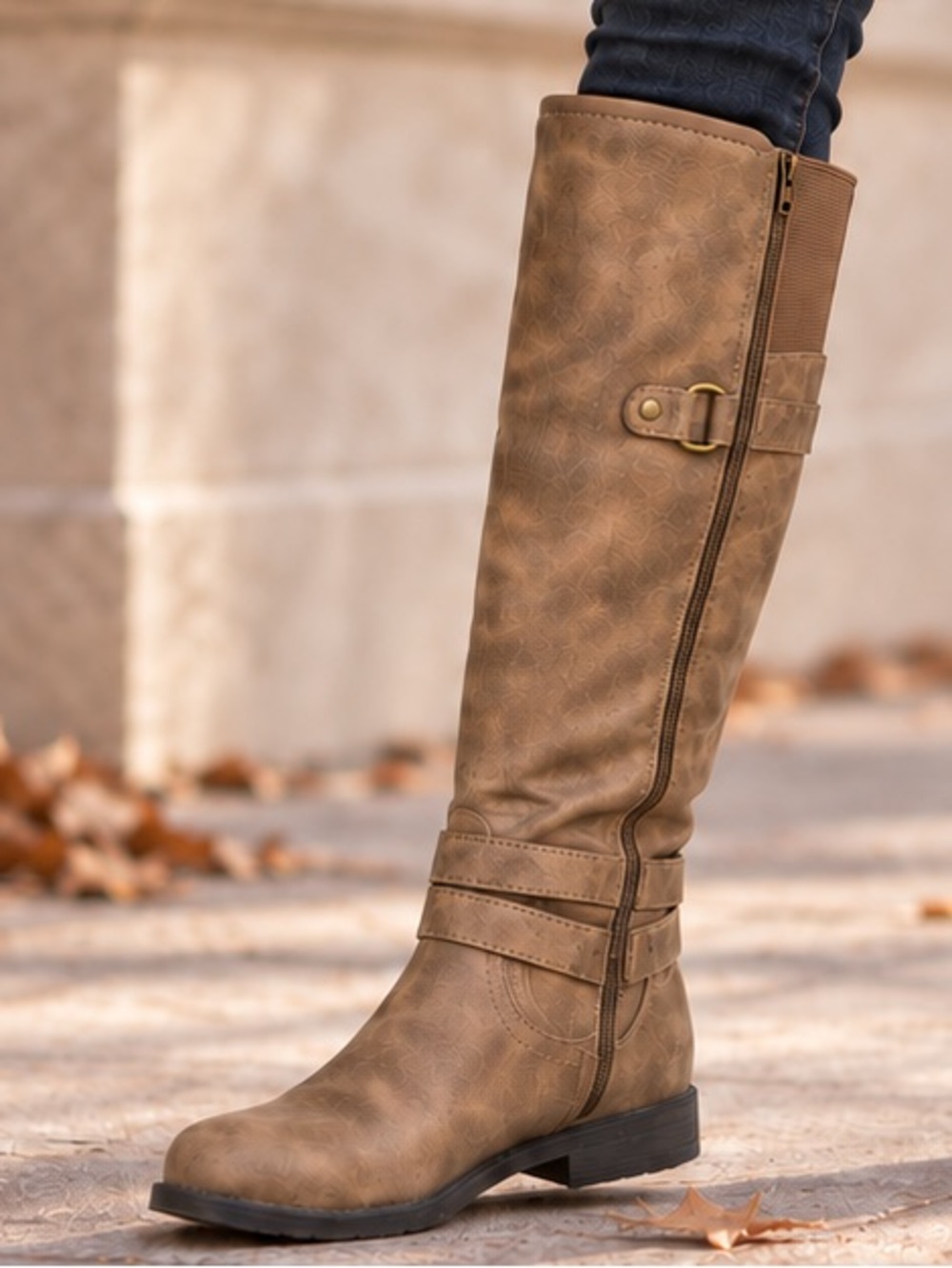 Denver Hayes Brown Faux Leather Knee High Riding Boots Women’s Size 7.5